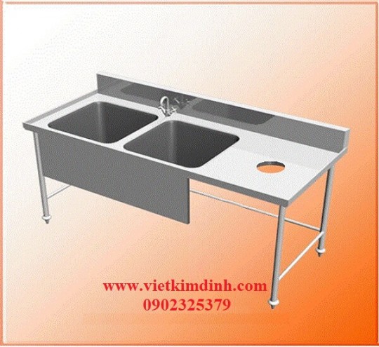 Bàn chậu rửa đôi lệch trái có lỗ xả rác